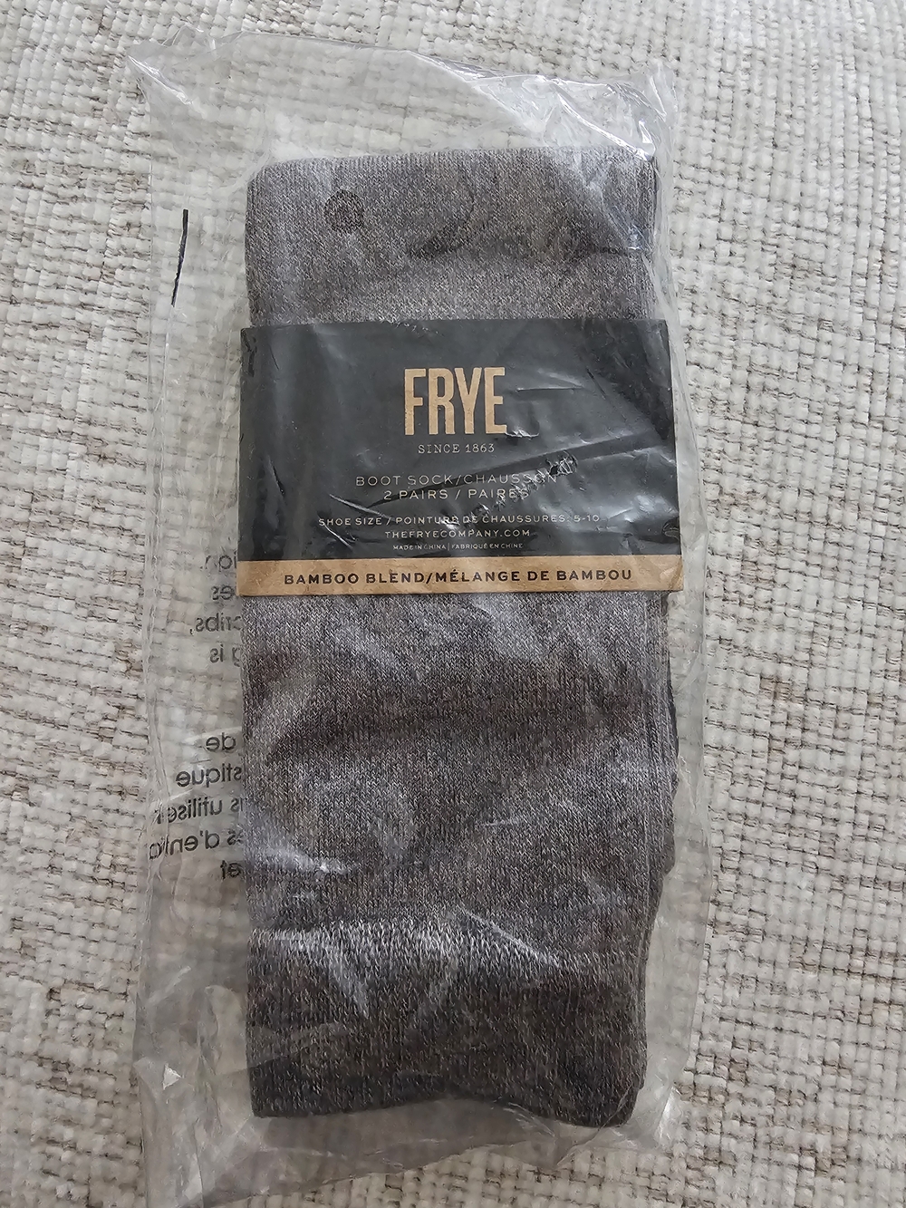 FRYE Bamboo Blend Socks 2 Pack Black Gray NWT Size 5-10